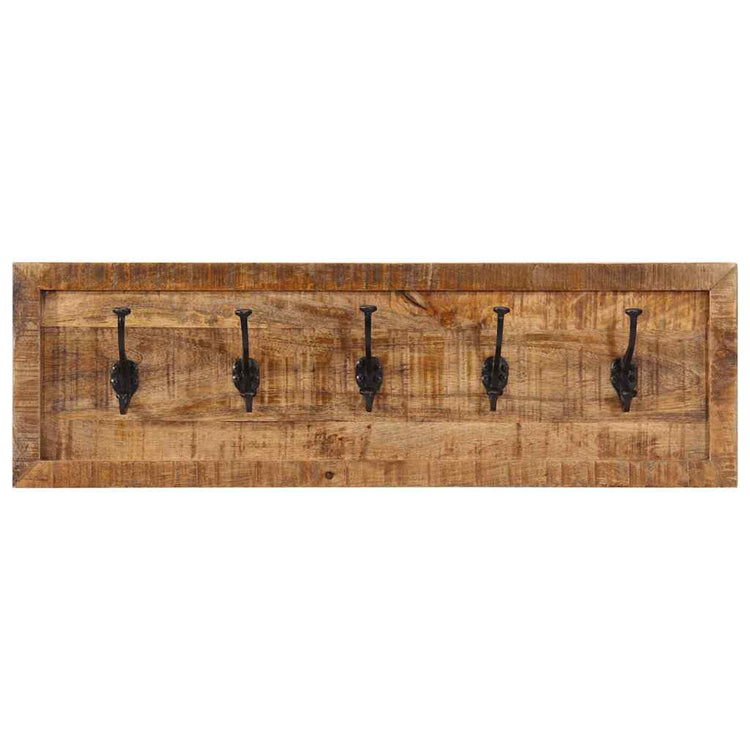 Rack de manteau mural vidaxl avec 5 crochets en bois de mangue solide