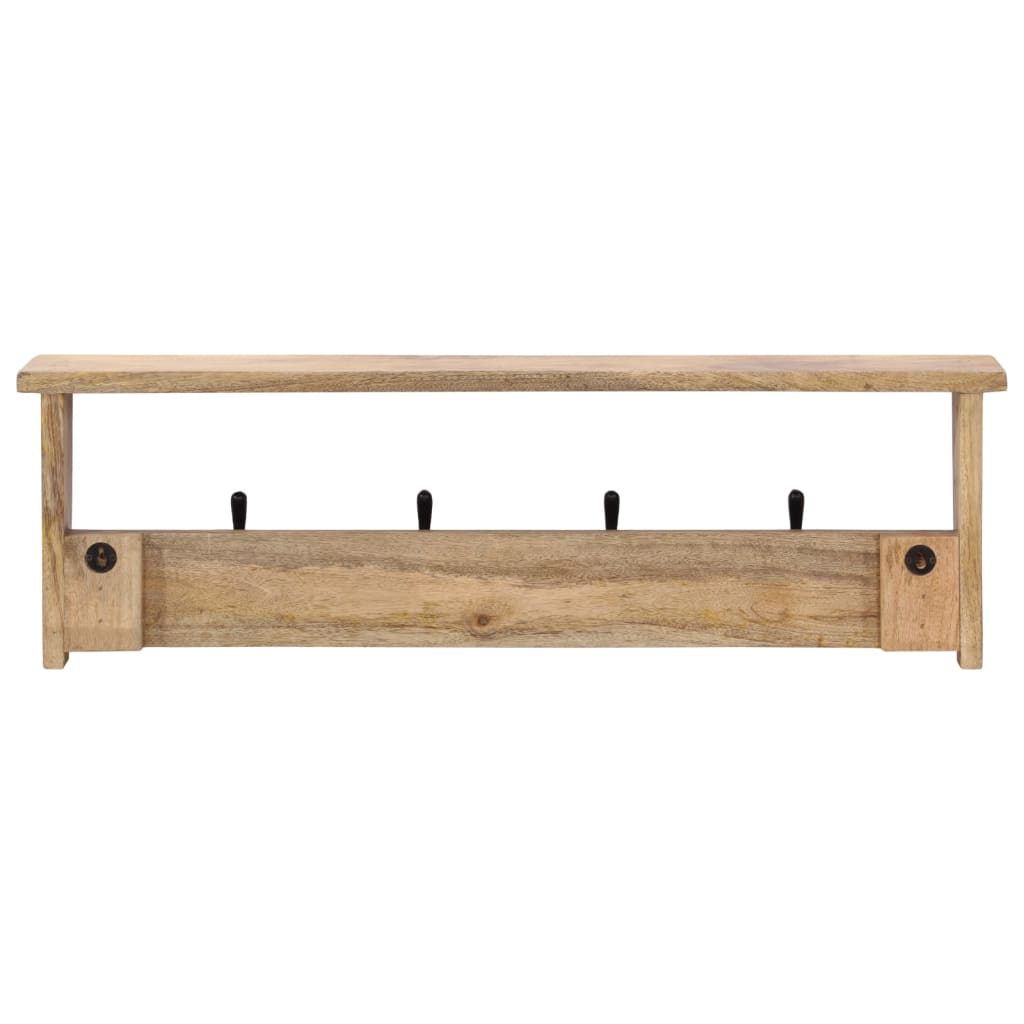 Rack de manteau mural vidaxl avec 4 crochets en bois de mangue solide