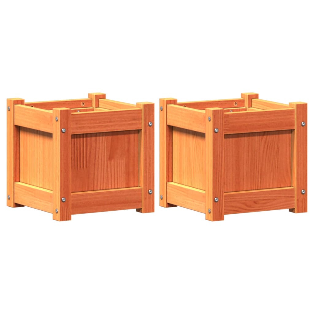 Jardinières vidaxl 2 pc cm en pin massif lavage brun