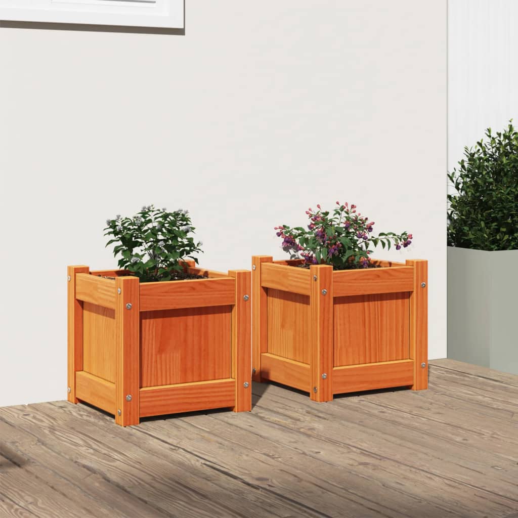 Jardinières vidaxl 2 pc cm en pin massif lavage brun