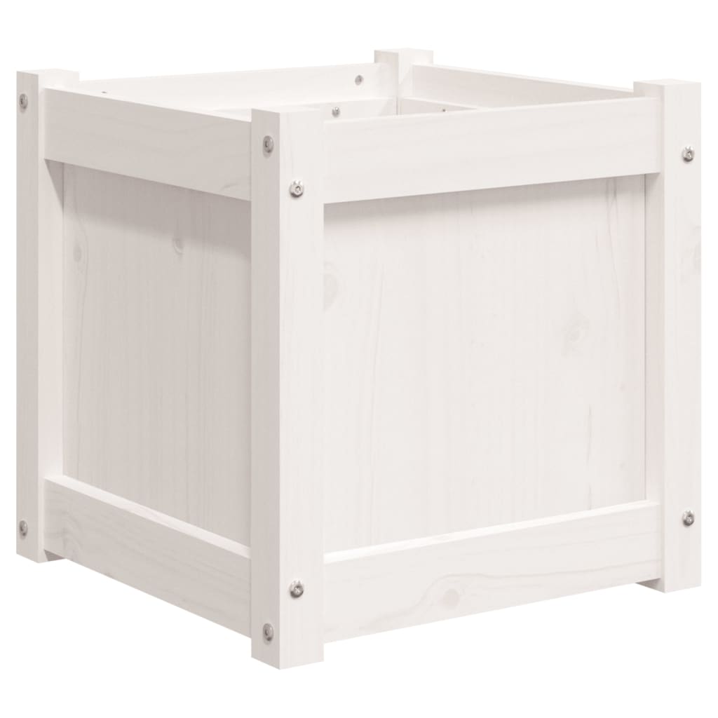 Boîte de planification Vidaxl 40x40x40 cm Pine solide blanc