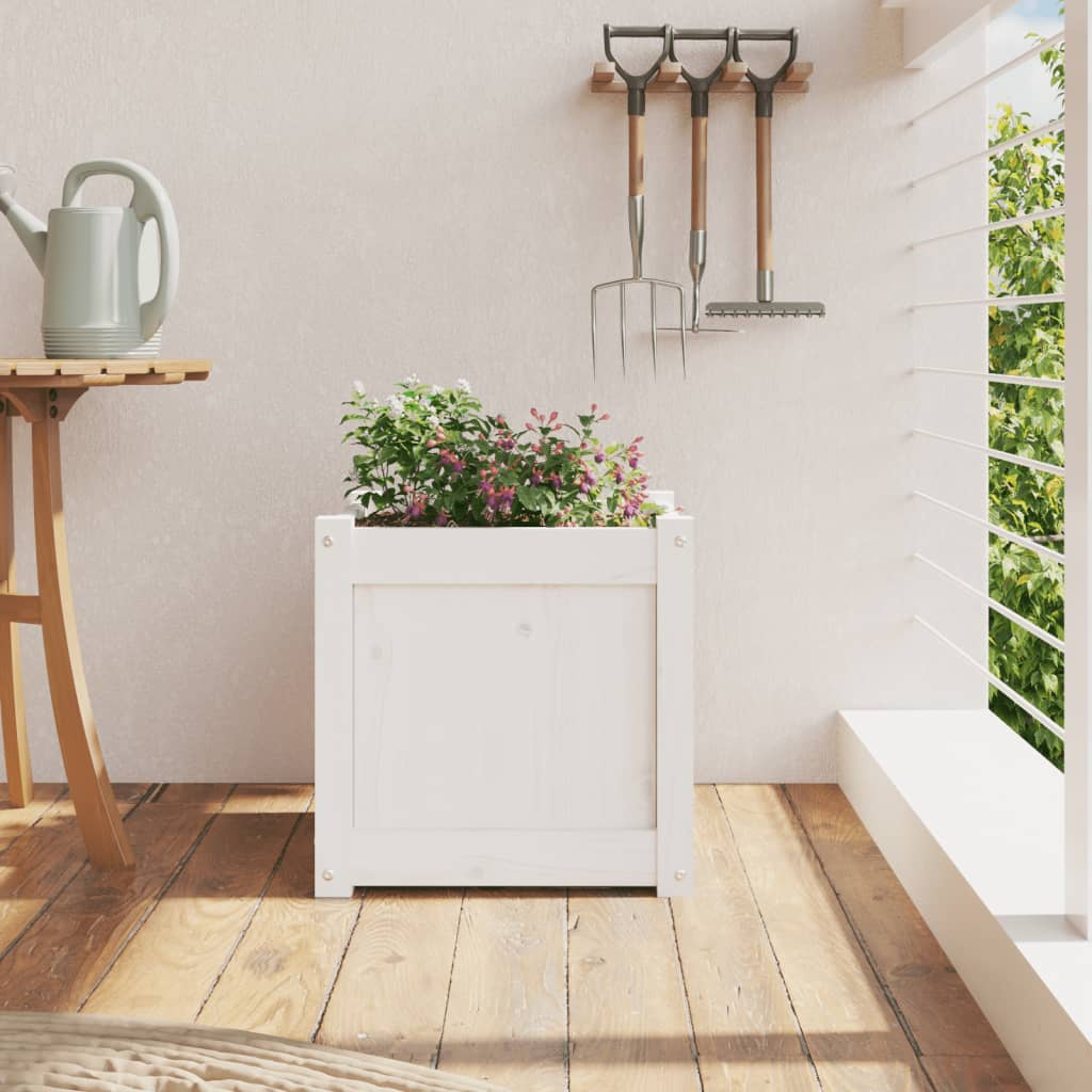 Boîte de planification Vidaxl 40x40x40 cm Pine solide blanc