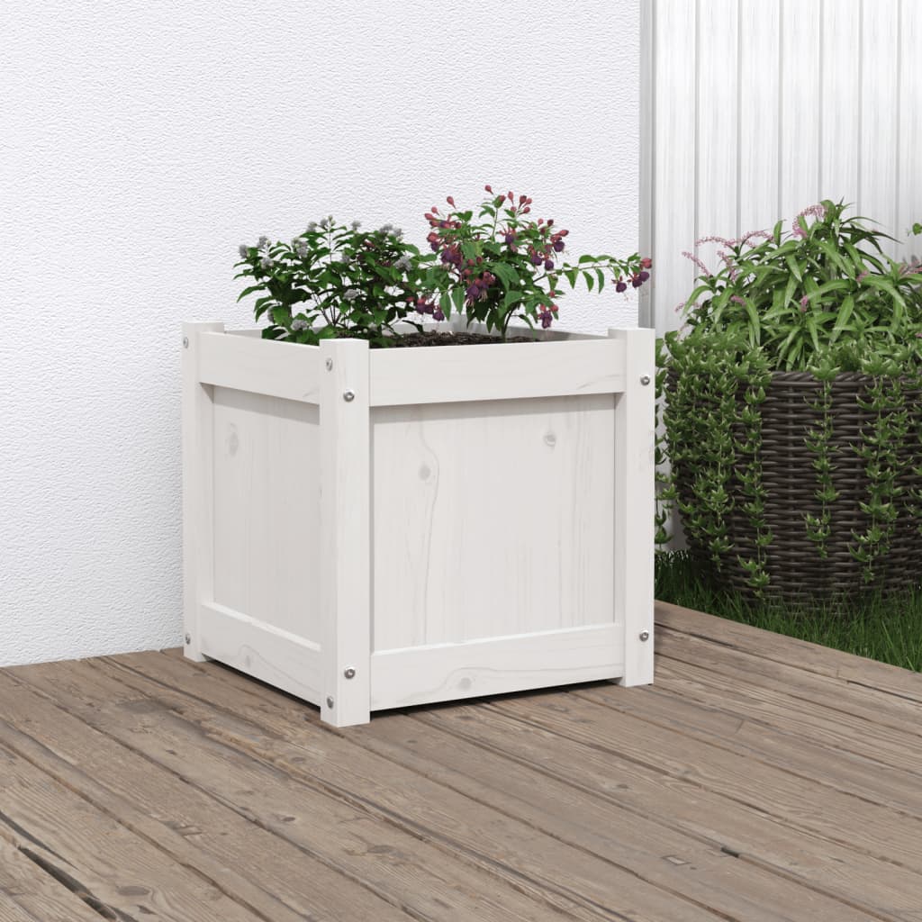 Boîte de planification Vidaxl 40x40x40 cm Pine solide blanc