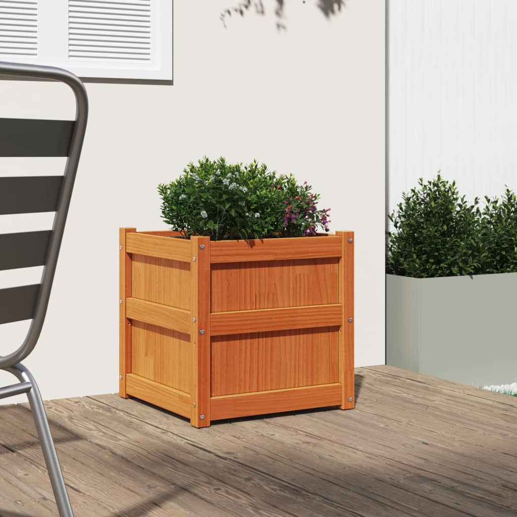 Vidaxl jardinière 50x50x50 cm pine solide lavage brun