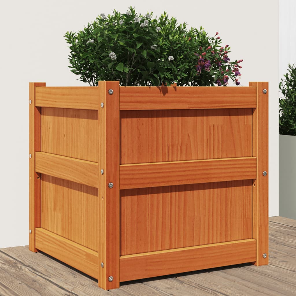 Vidaxl jardinière 50x50x50 cm pine solide lavage brun