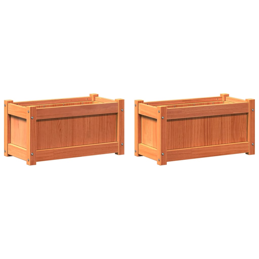 Jardinières vidaxl 2 pc cm en pin massif lavage brun