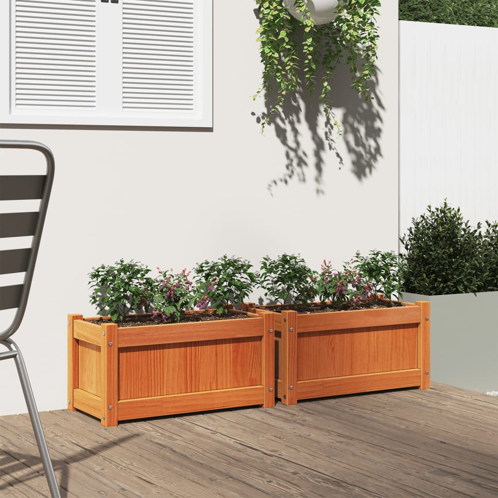 Jardinières vidaxl 2 pc cm en pin massif lavage brun