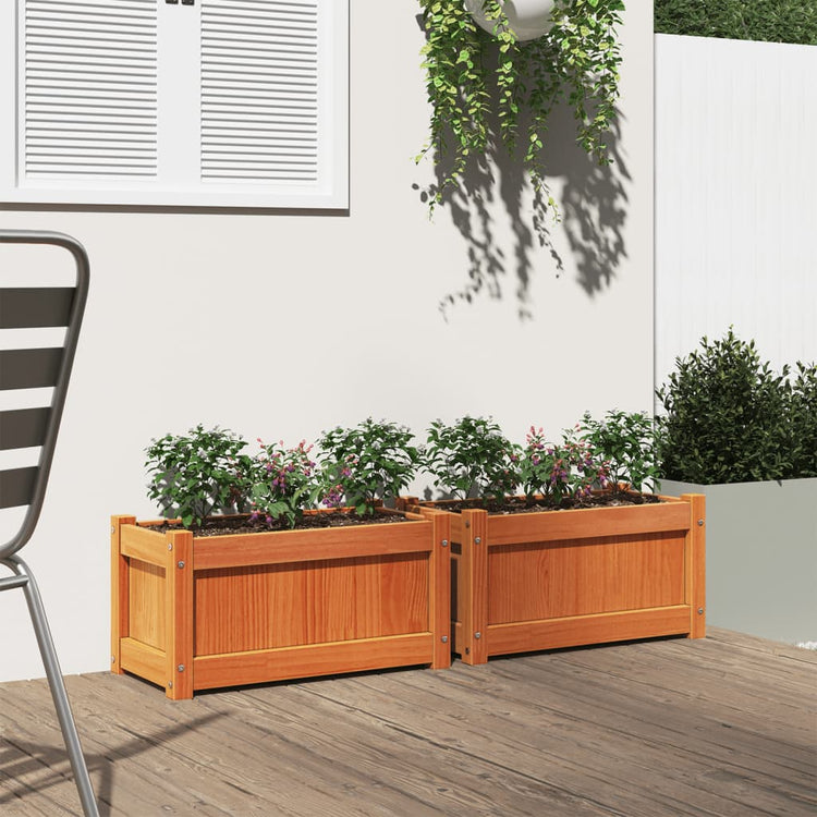 Jardinières vidaxl 2 pc cm en pin massif lavage brun