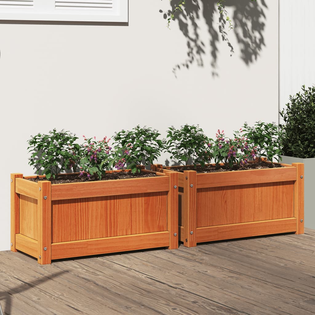 Jardinières vidaxl 2 pc cm en pin massif lavage brun