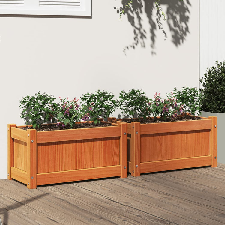 Jardinières vidaxl 2 pc cm en pin massif lavage brun