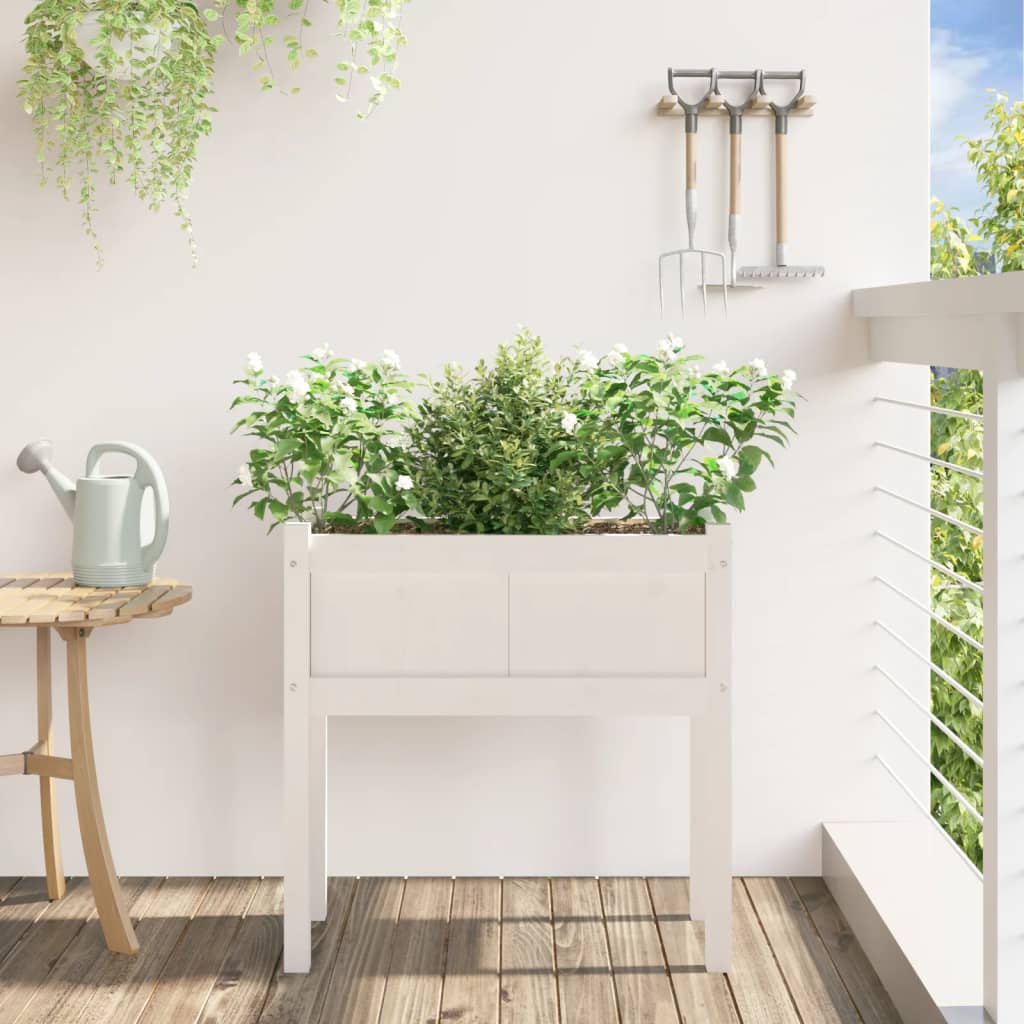 Boîte de planification Vidaxl avec des jambes 70x31x70 cm en pin solide blanc