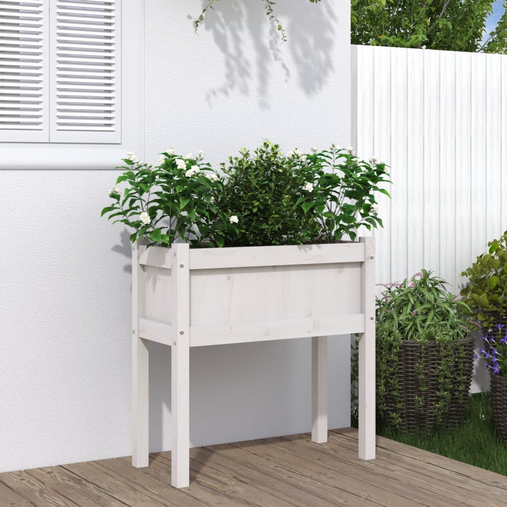 Boîte de planification Vidaxl avec des jambes 70x31x70 cm en pin solide blanc