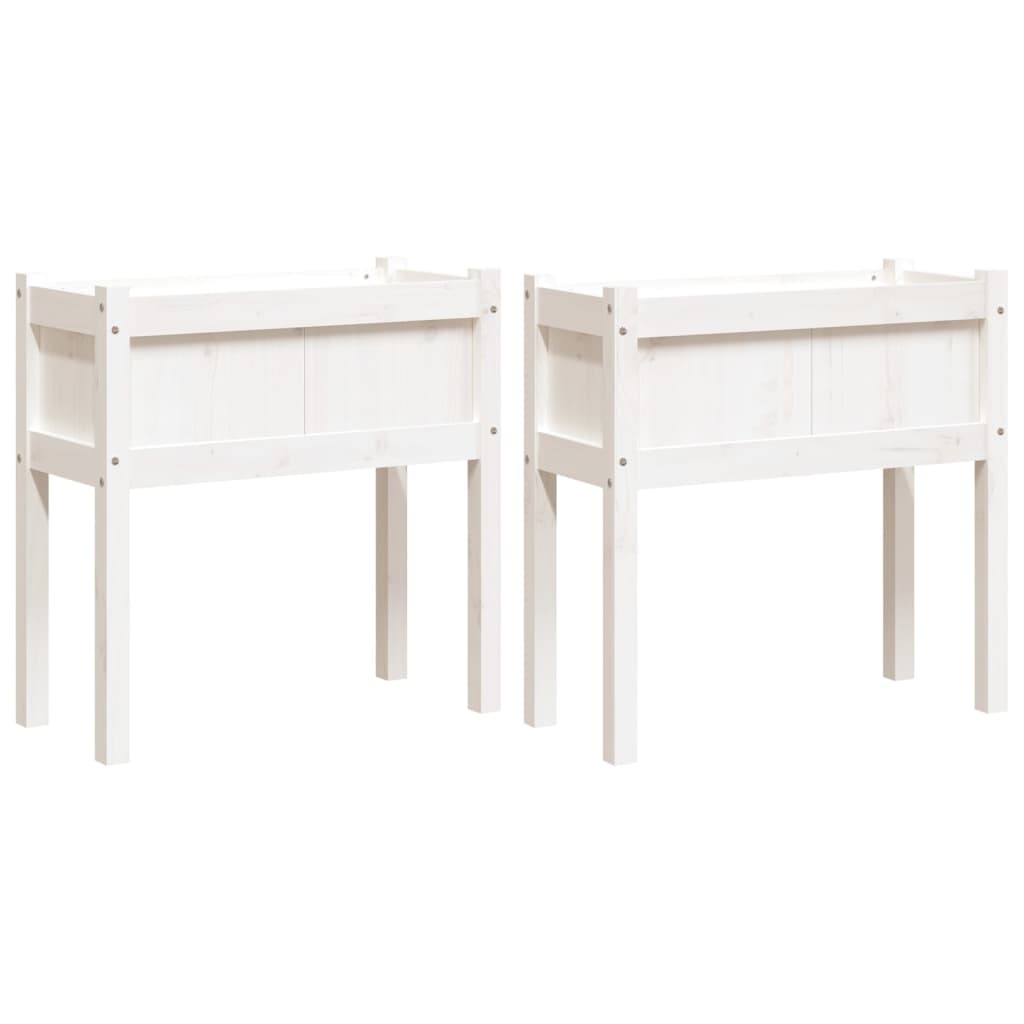 Jardinières vidaxl avec poots 2 pcs pin massif wit blanc