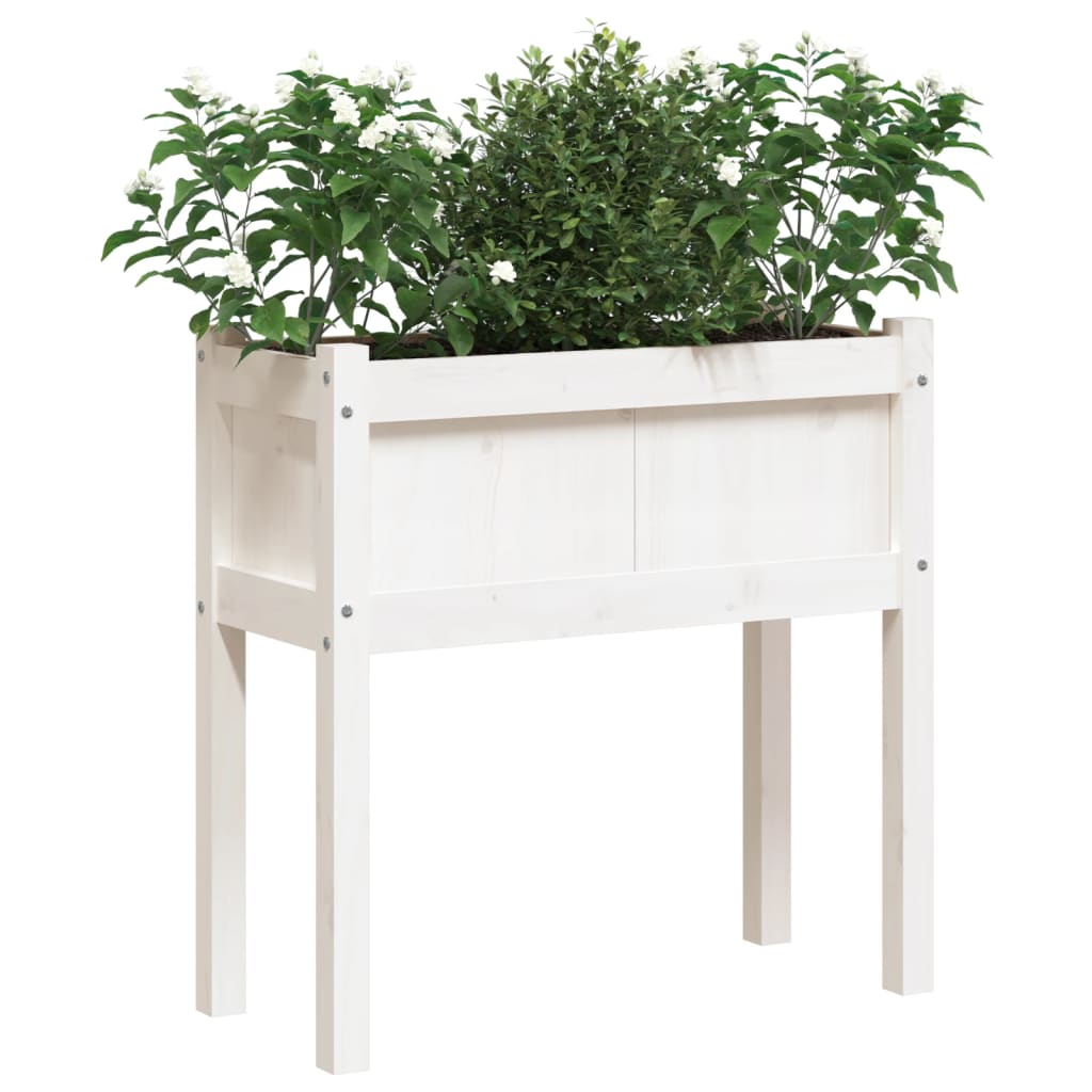 Jardinières vidaxl avec poots 2 pcs pin massif wit blanc