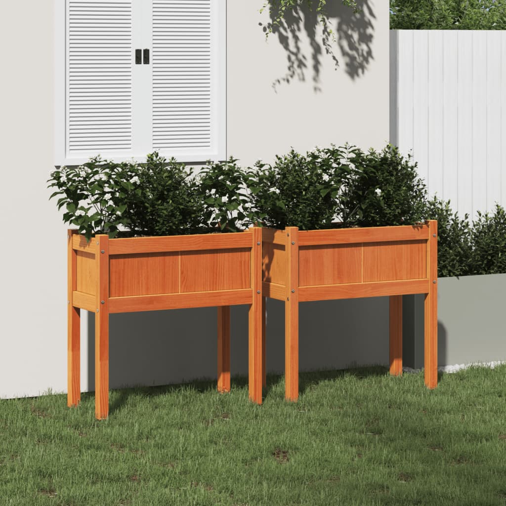 Jardinières vidaxl avec pattes 2 pcs cm lavage de pin massif brun