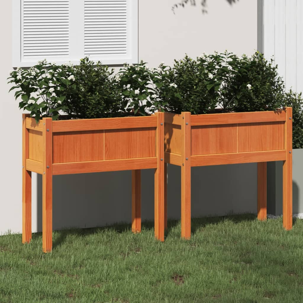 Jardinières vidaxl avec pattes 2 pcs cm lavage de pin massif brun