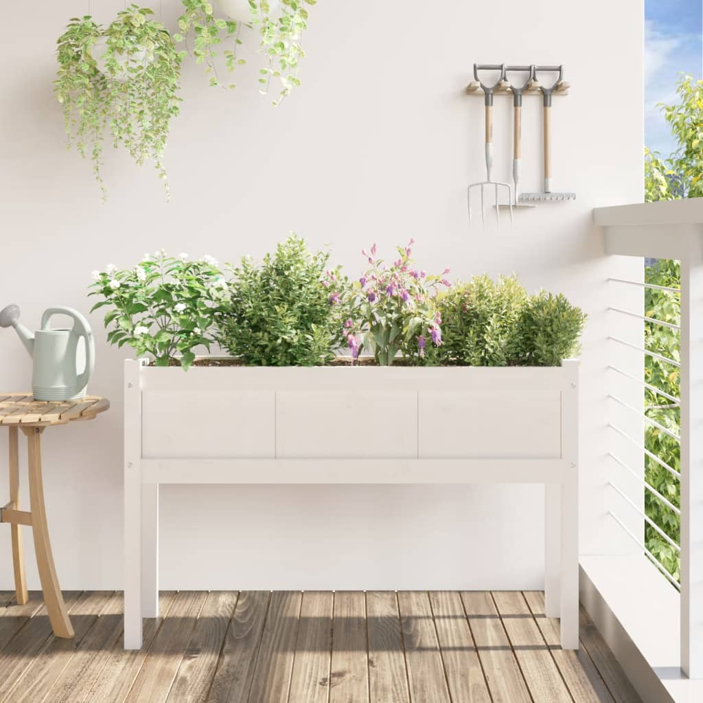 Jardinières vidaxl avec des jambes 110x31x70 cm en pin solide blanc