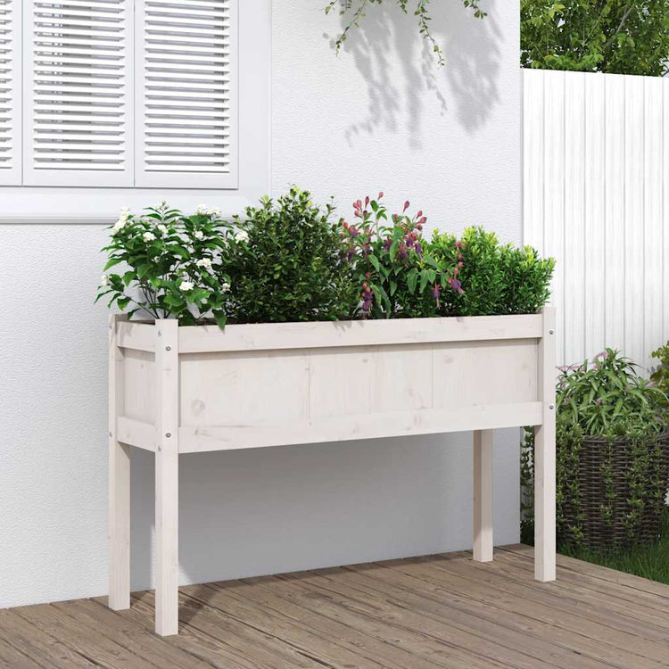 Jardinières vidaxl avec des jambes 110x31x70 cm en pin solide blanc