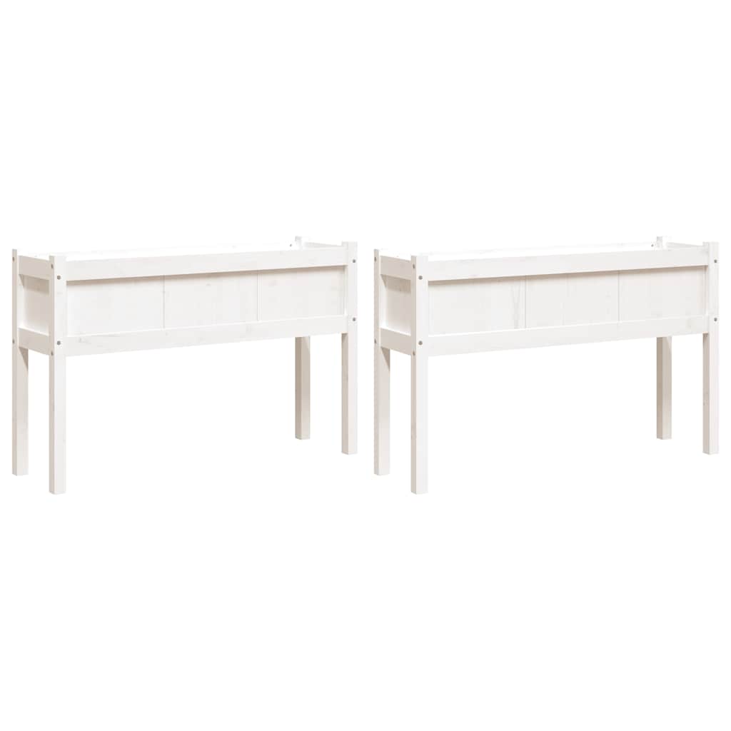 Jardinières vidaxl avec poots 2 pcs pin massif wit blanc
