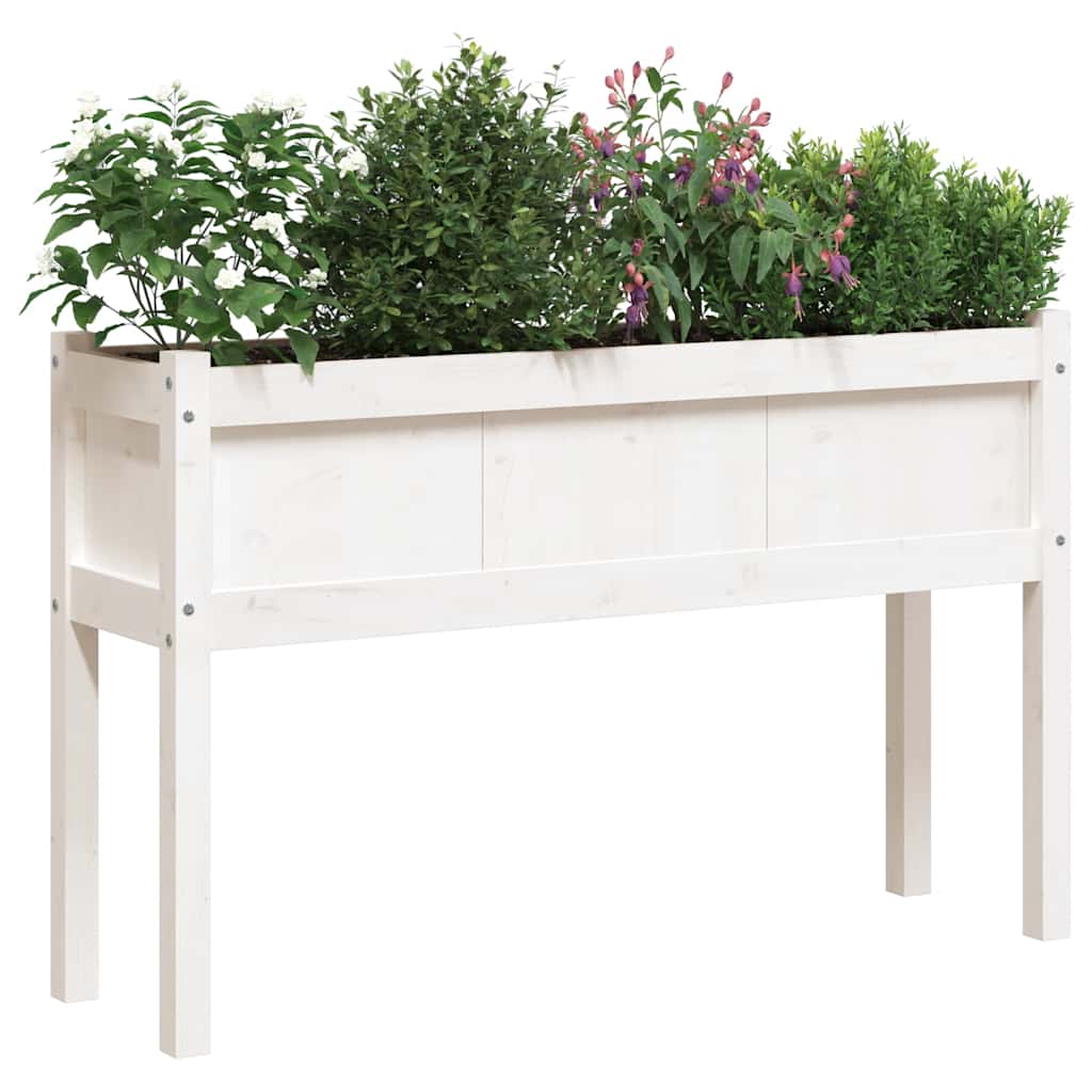 Jardinières vidaxl avec poots 2 pcs pin massif wit blanc
