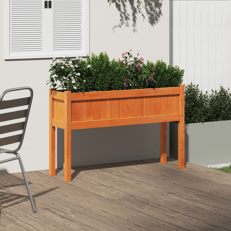 Jardinière Vidaxl avec jambes 110x31x70 cm Brunier en bois de pin