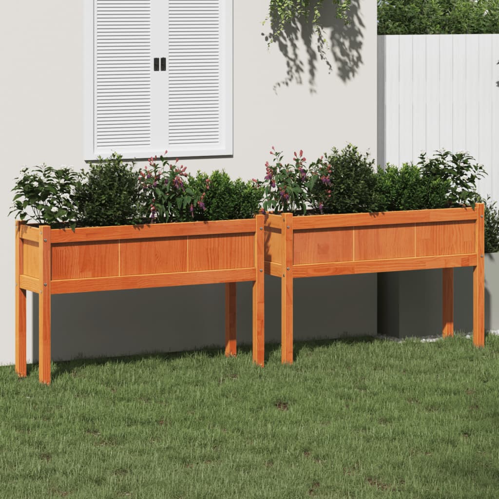 Jardinières vidaxl avec pattes 2 pcs cm lavage de pin massif brun