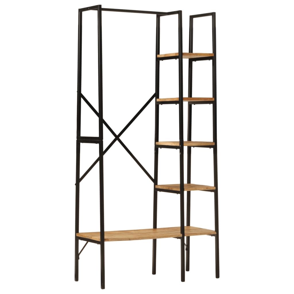 Rack de vêtements Vidaxl avec étagères 90x40x190 cm en bois de mangue solide et fer