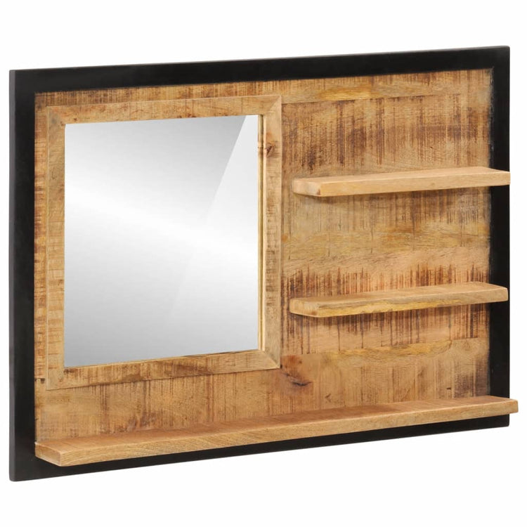 Miroir Vidaxl avec étagères 80x8x55 cm en verre et bois de mangue solide