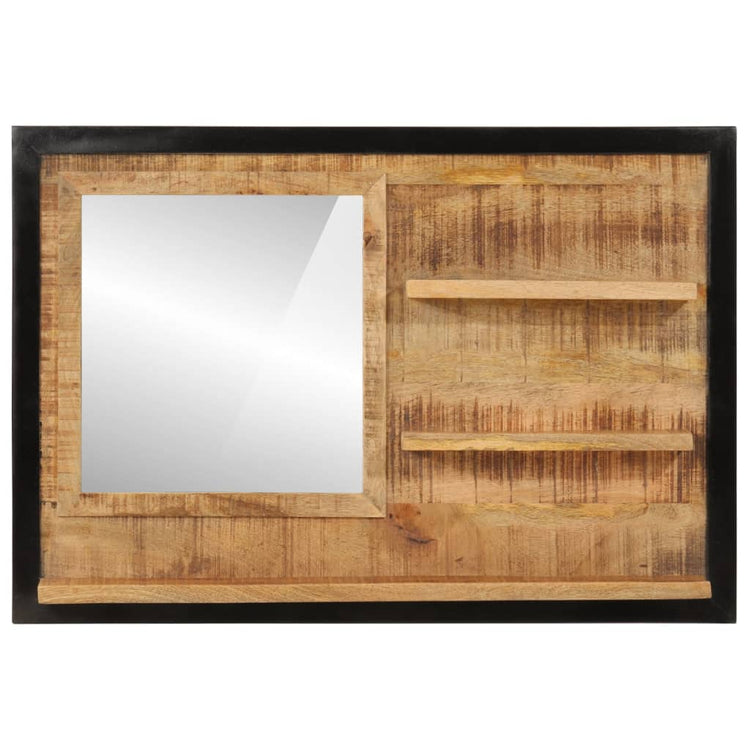 Miroir Vidaxl avec étagères 80x8x55 cm en verre et bois de mangue solide