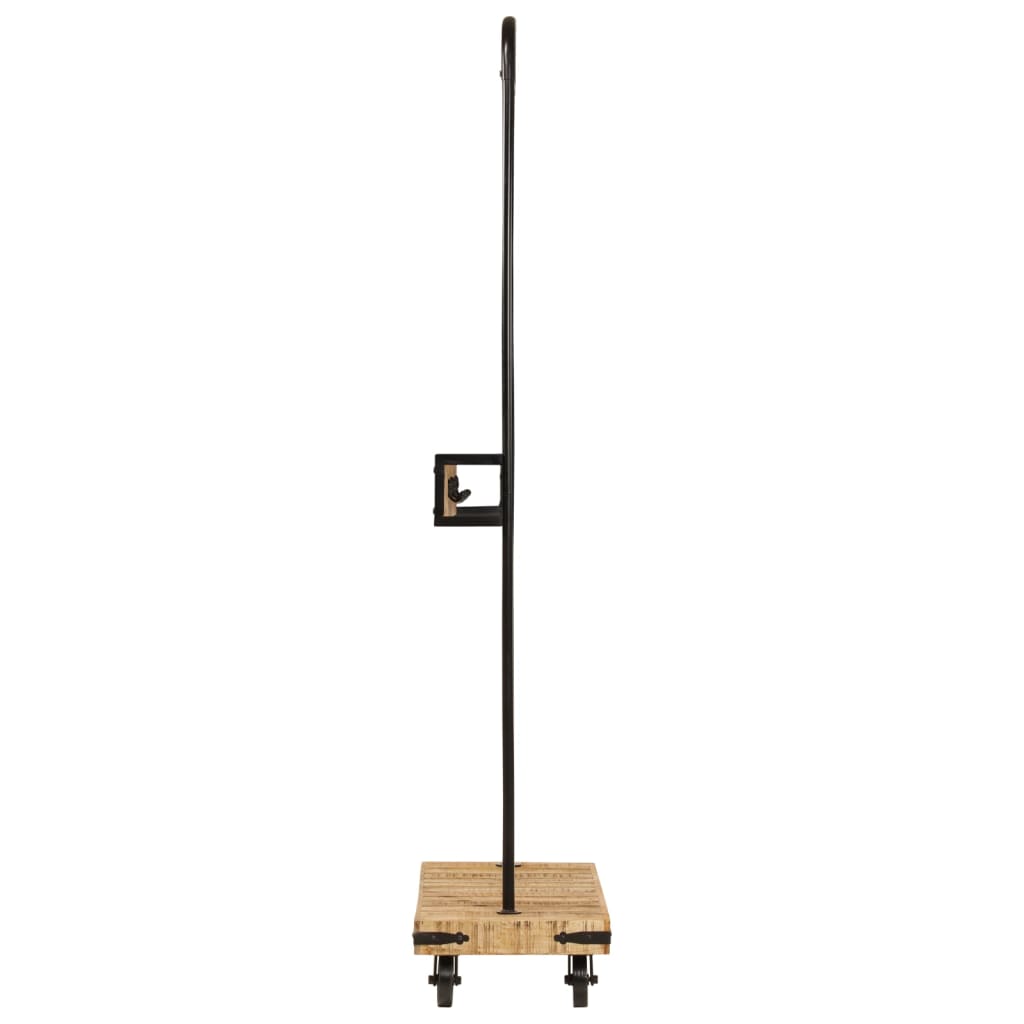 Rack de vêtements Vidaxl avec roues 90x35x190 cm en bois de mangue et fer à mangue solide