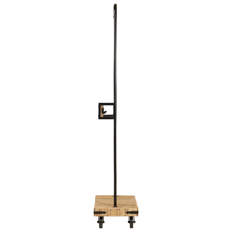 Rack de vêtements Vidaxl avec roues 90x35x190 cm en bois de mangue et fer à mangue solide