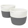 Paniers de rangement Vidaxl 2 STS Ø 24x18 cm Coton Gris et blanc