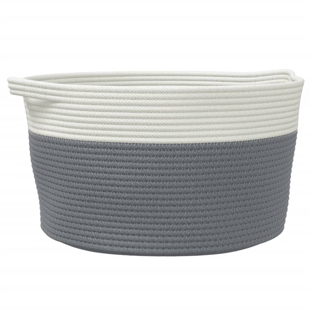 Panier de rangement Vidaxl Ø 40x25 cm Coton gris et blanc