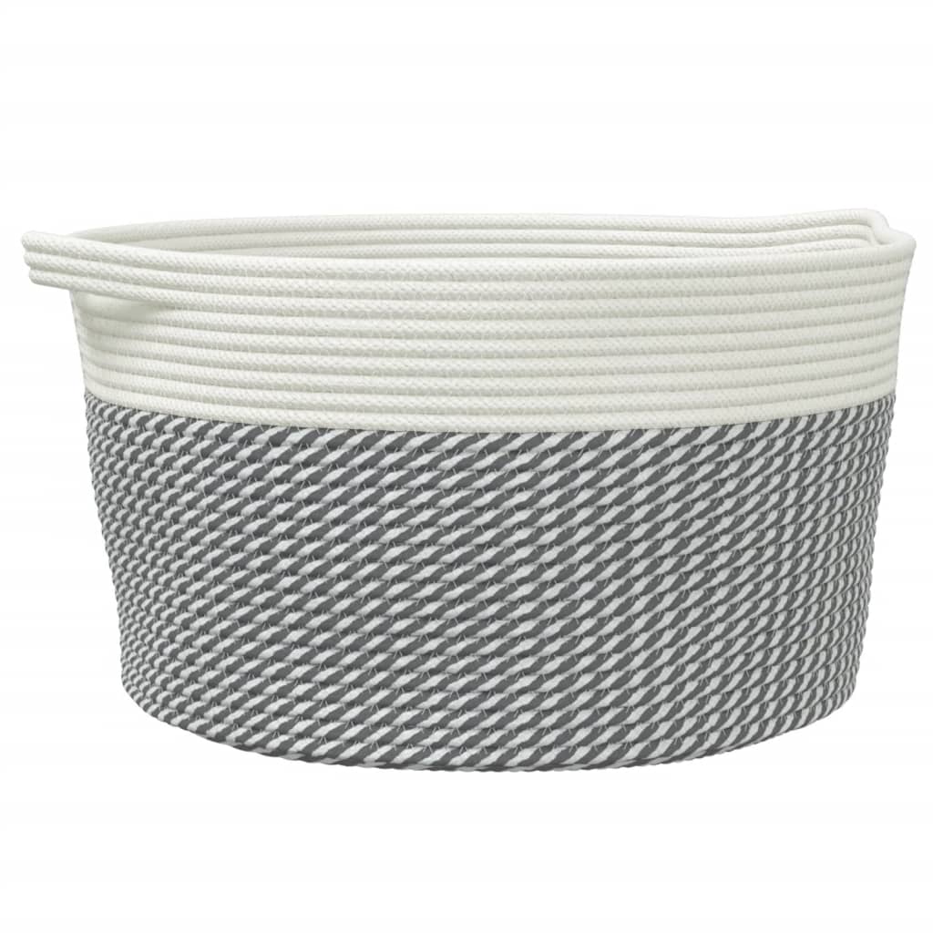 Panier de rangement Vidaxl Ø 40x25 cm Coton gris et blanc