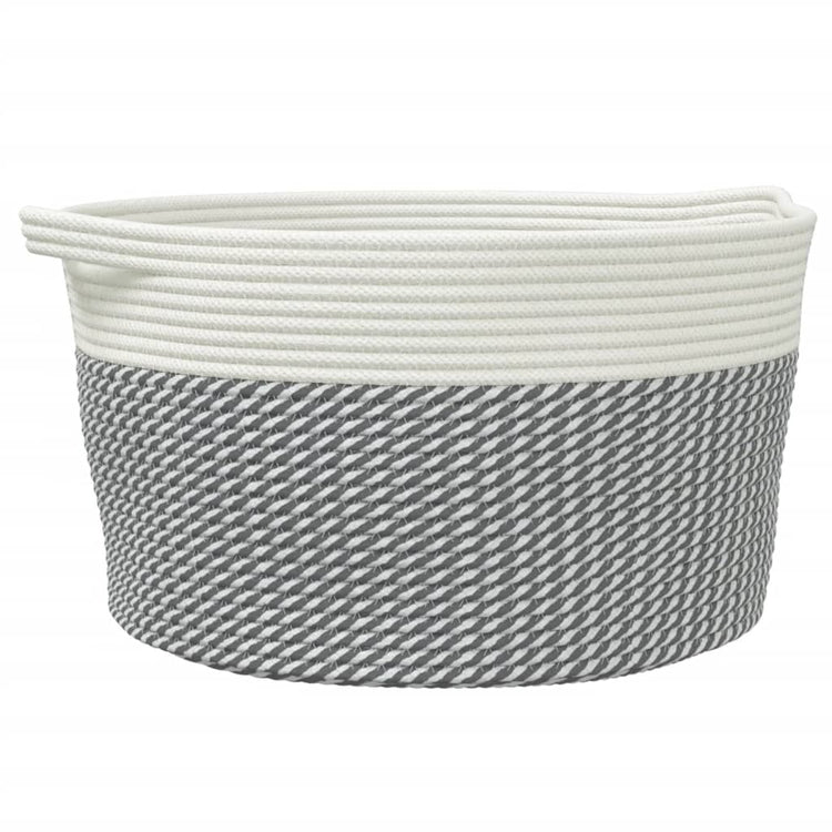 Panier de rangement Vidaxl Ø 40x25 cm Coton gris et blanc
