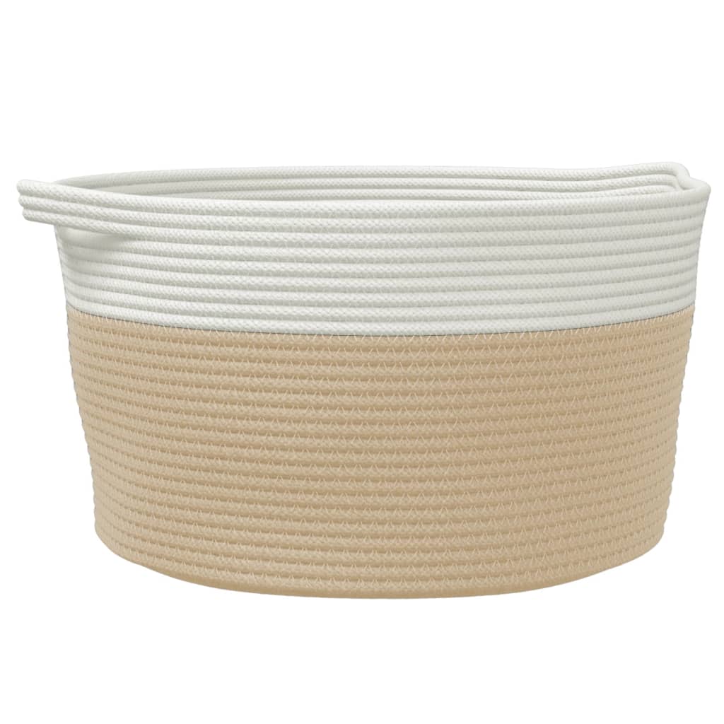 Panier de rangement Vidaxl Ø 40x25 cm coton beige et blanc