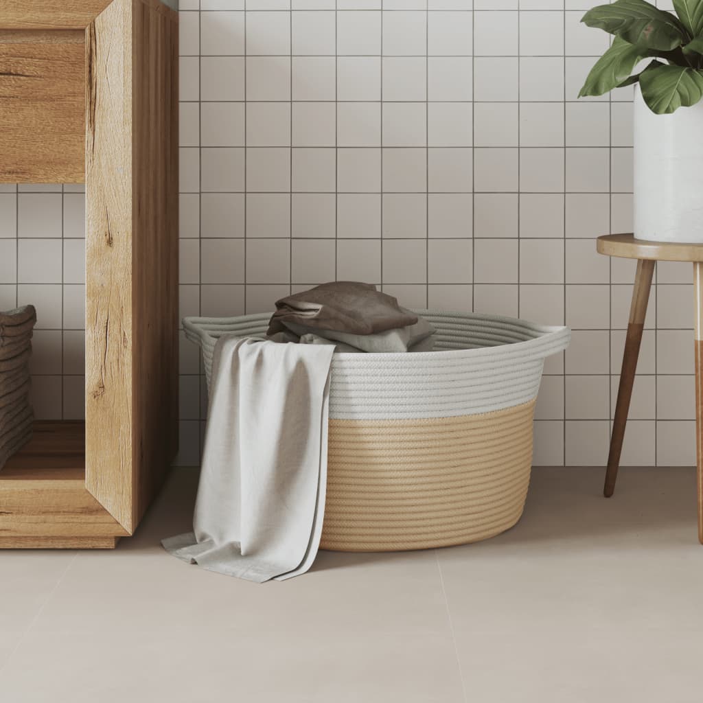 Panier de rangement Vidaxl Ø 40x25 cm coton beige et blanc