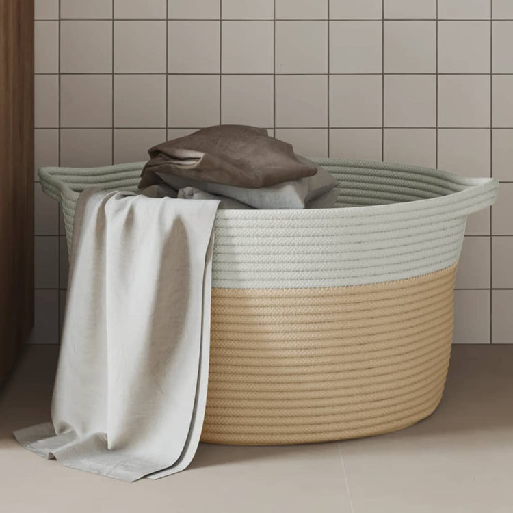 Panier de rangement Vidaxl Ø 40x25 cm coton beige et blanc