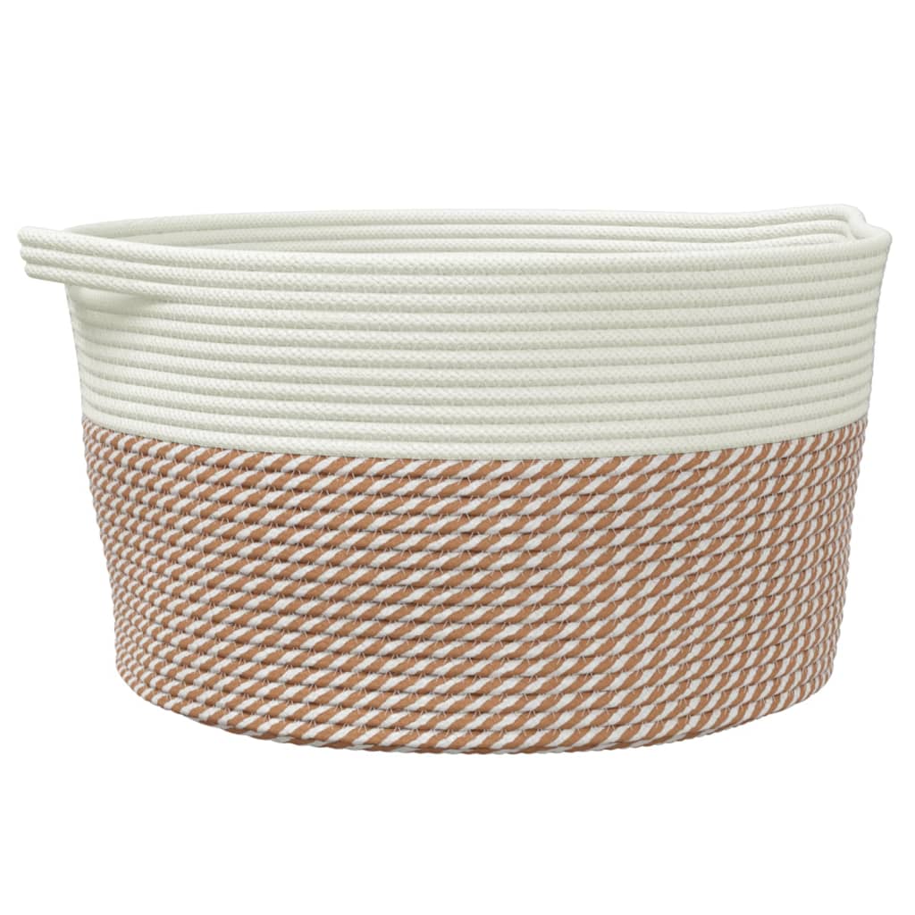 Panier de rangement Vidaxl Ø 40x25 cm Coton brun et blanc