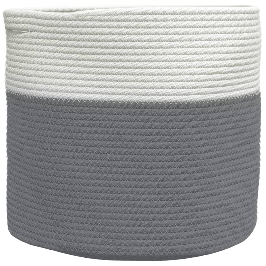 Panier de rangement Vidaxl Ø 40x35 cm Coton gris et blanc