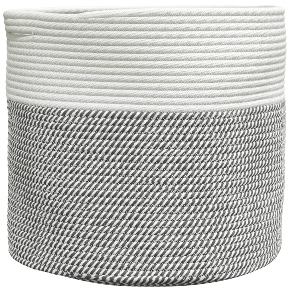 Panier de rangement Vidaxl Ø 40x35 cm Coton gris et blanc