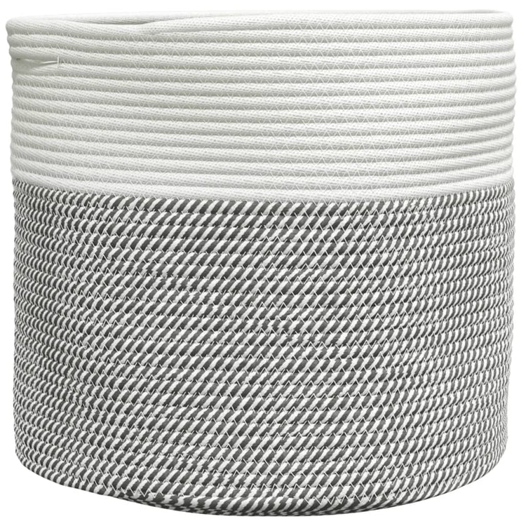 Panier de rangement Vidaxl Ø 40x35 cm Coton gris et blanc