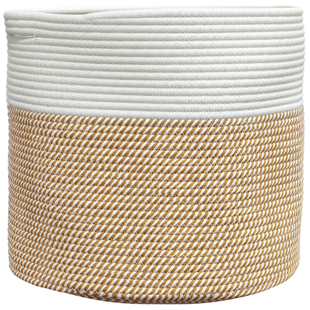 Panier de rangement Vidaxl Ø 40x35 cm Coton brun et blanc