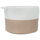 Panier à laverie Vidaxl Ø 55x36 cm Coton brun et blanc - afbeelding 2