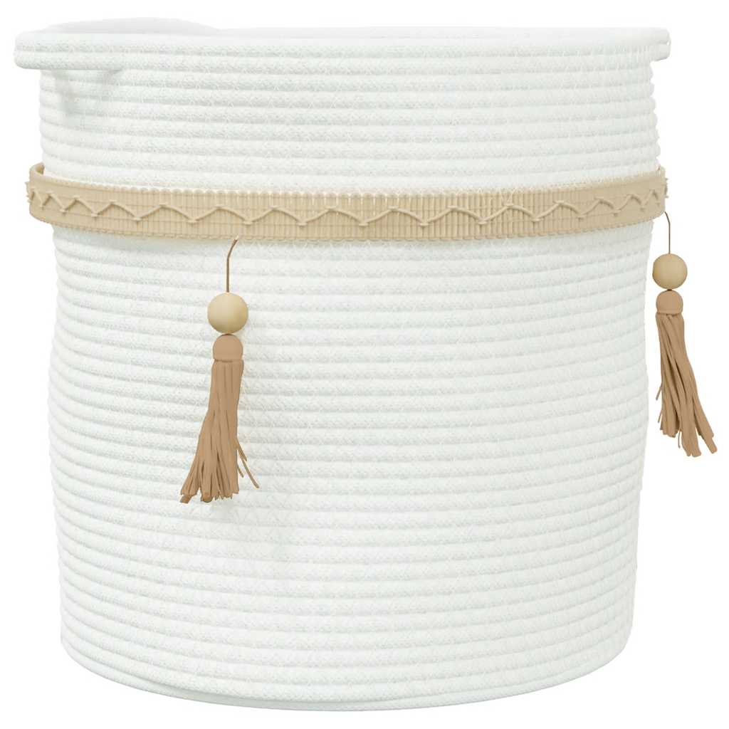 Panier de rangement Vidaxl Ø 38x36 cm Coton blanc