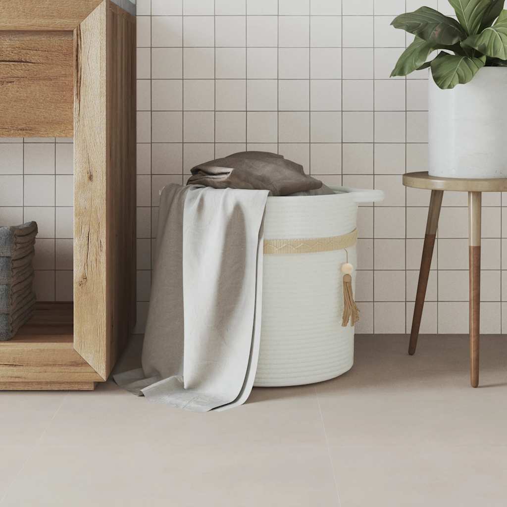 Panier de rangement Vidaxl Ø 38x36 cm Coton blanc