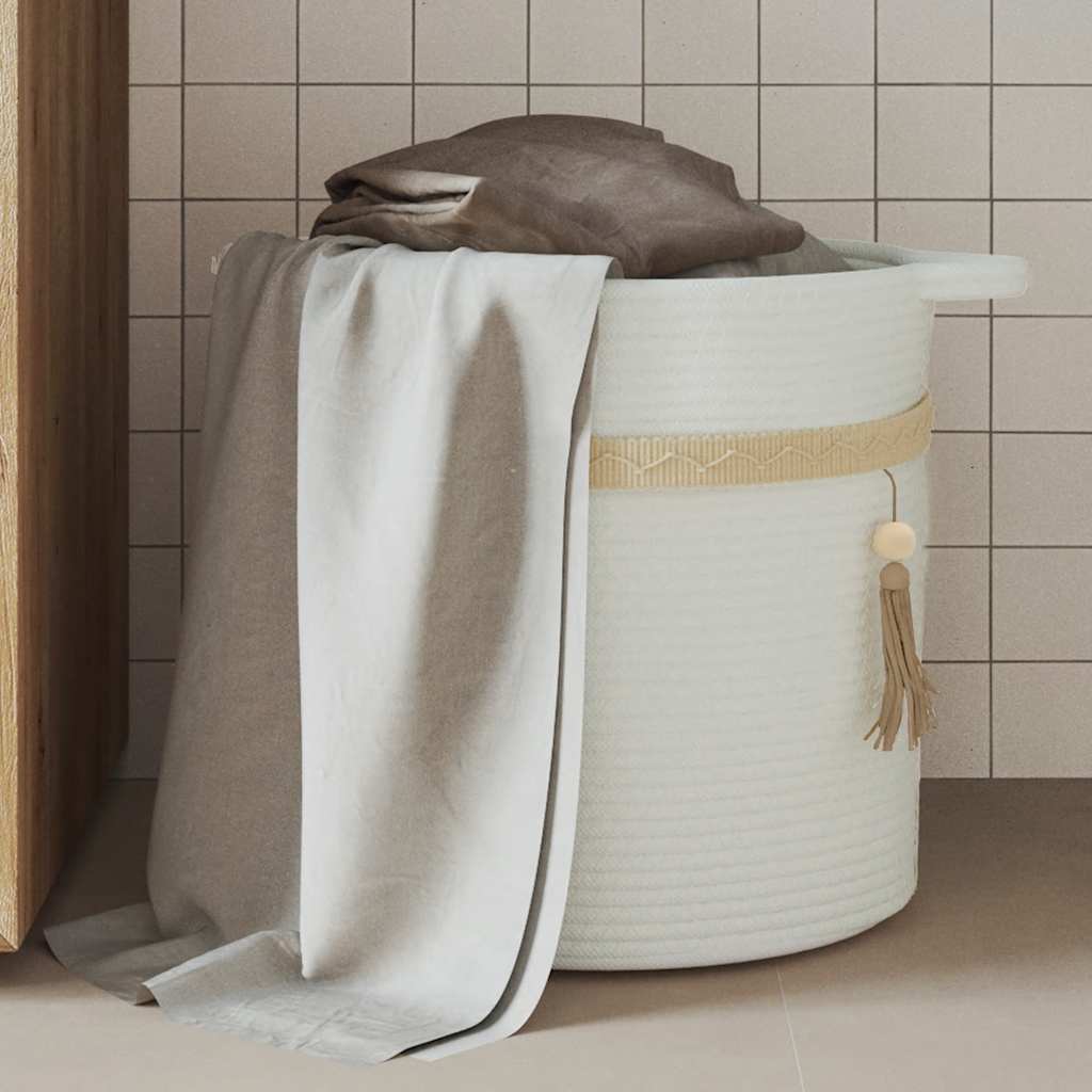 Panier de rangement Vidaxl Ø 38x36 cm Coton blanc