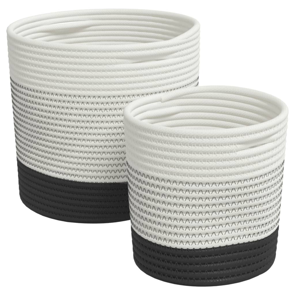 Paniers de rangement vidaxl 2 St Cotton White et noir