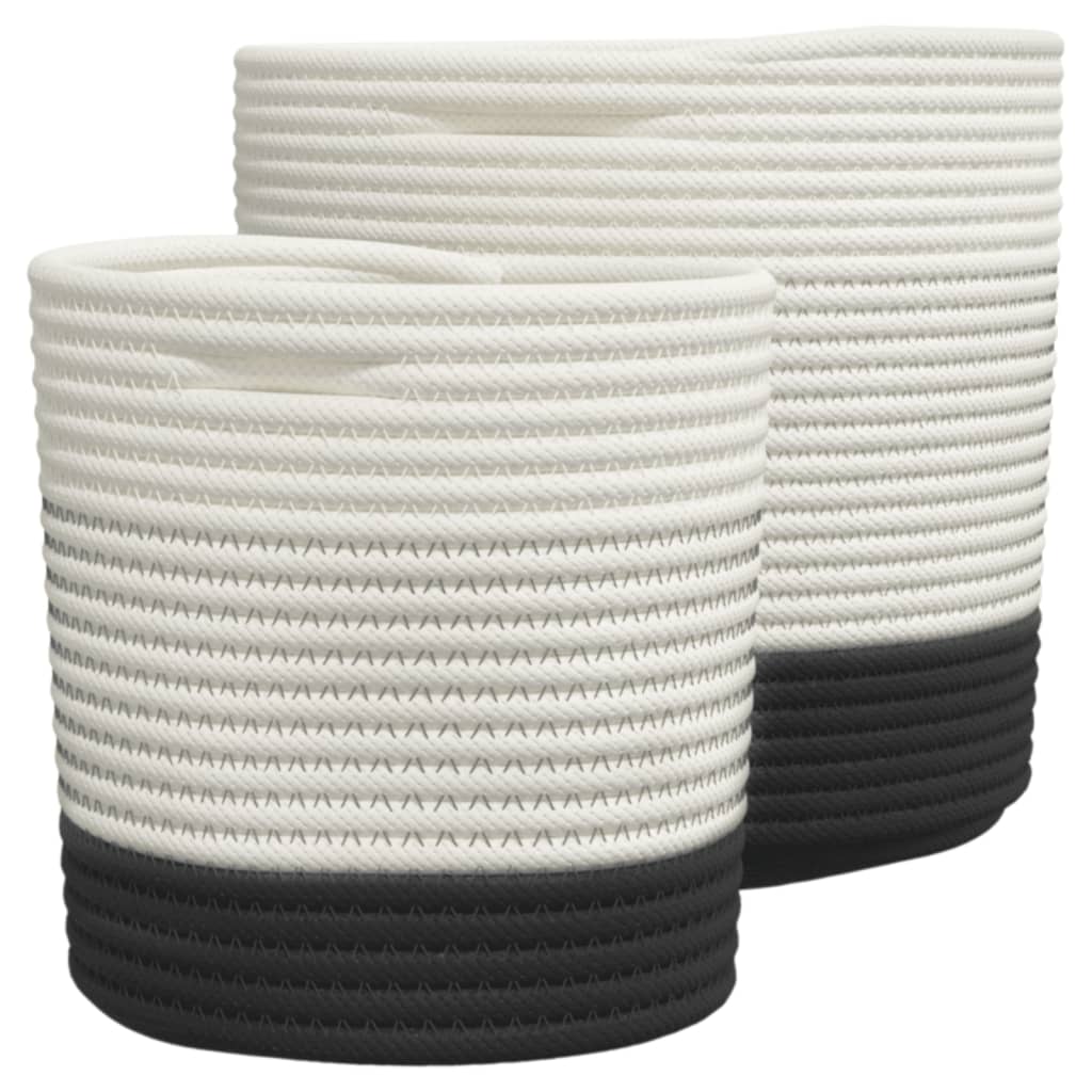 Paniers de rangement vidaxl 2 St Cotton White et noir