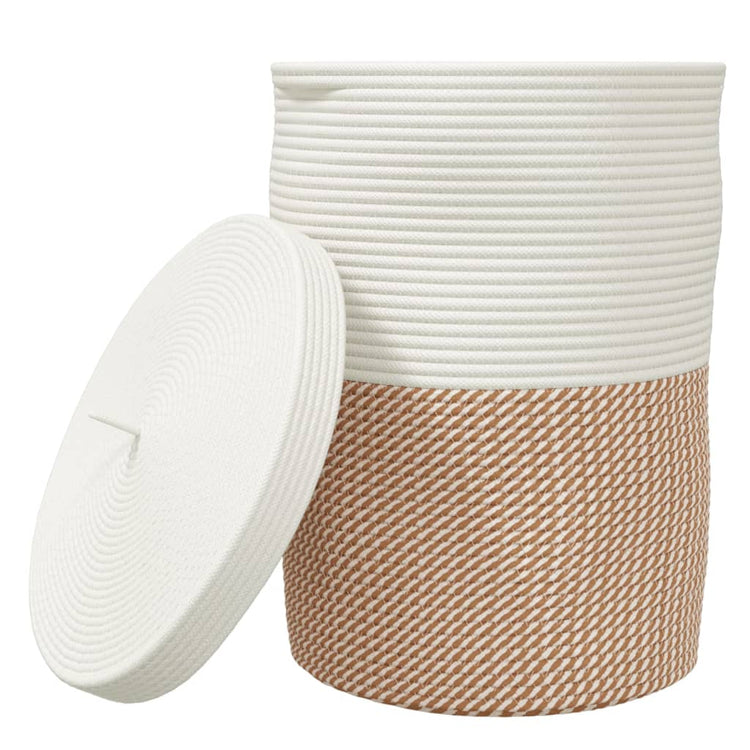 Vidaxx panier de rangement avec couvercle ø 37x50 cm coton marron et blanc